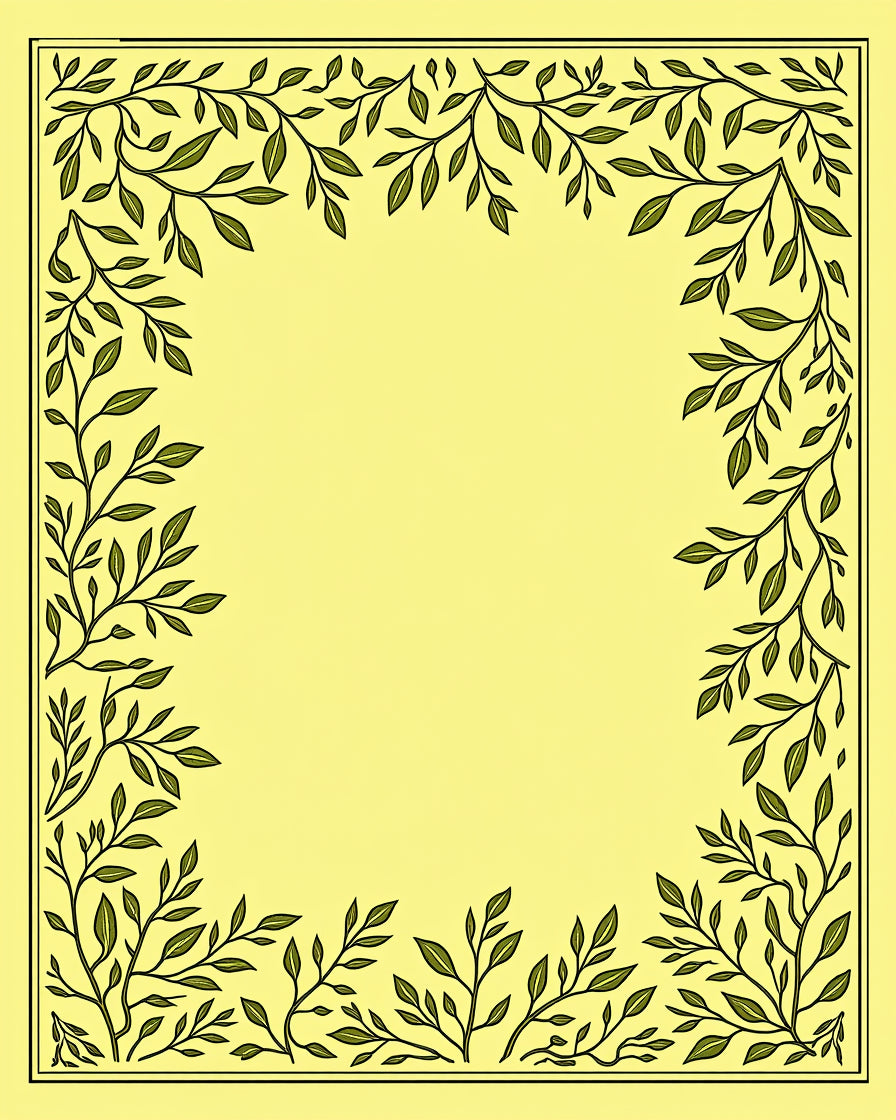 Green Leaf Vine Border Design Rug