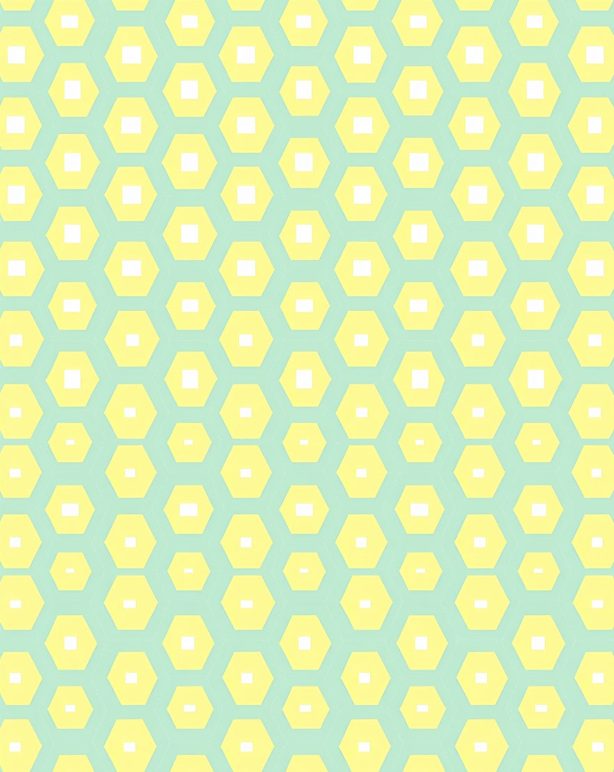 Modern Geometric Hexagonal Yellow Teal Rug
