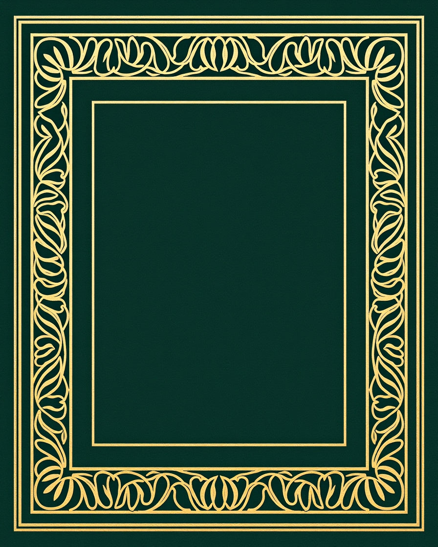 Emerald Green Golden Floral Border Rug