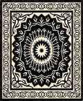 Intricate Black White Mandala Pattern Rug