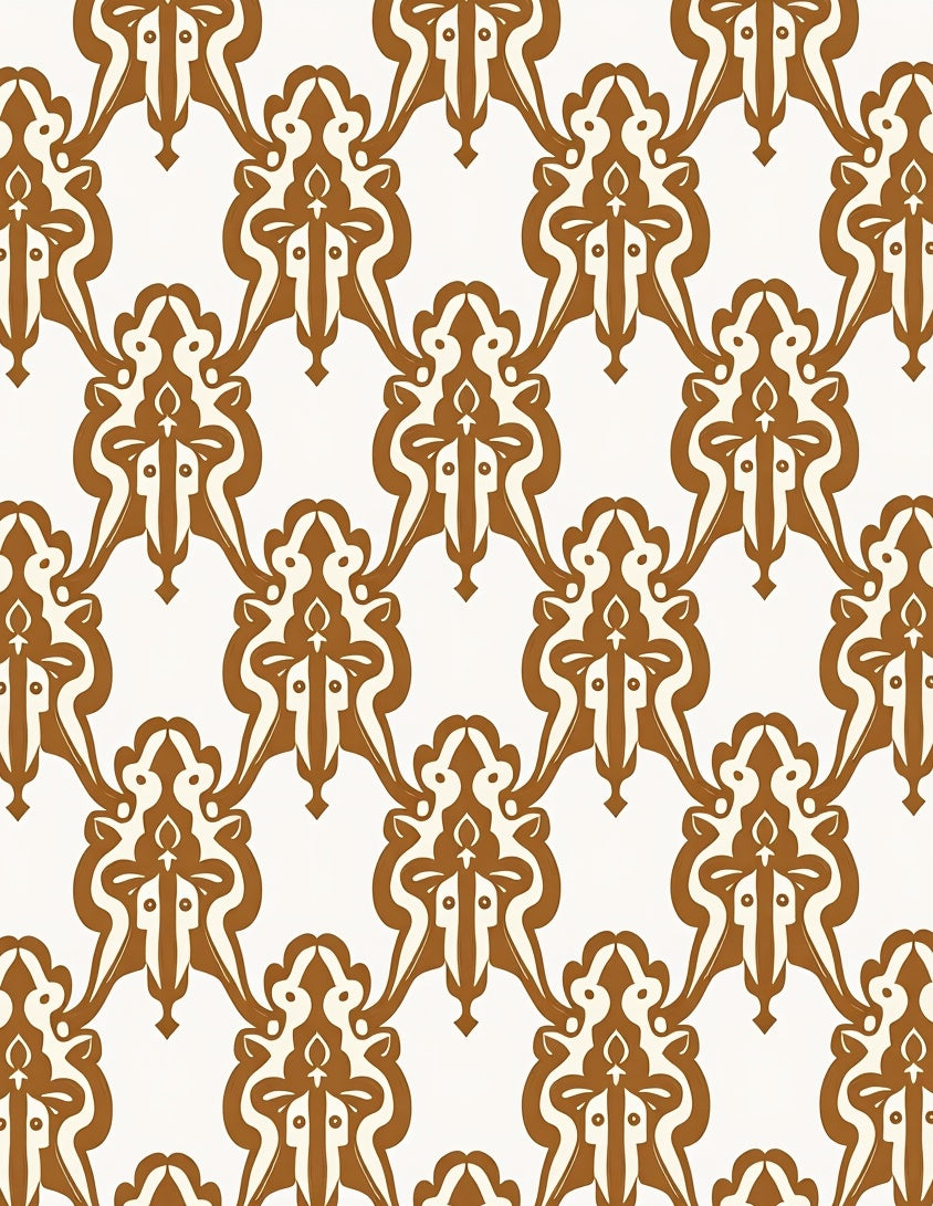 Elegant Floral Damask Pattern Rug