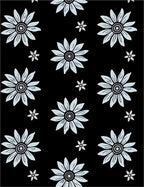 Black Pale Blue Floral Pattern Rug