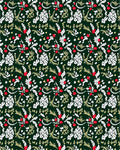 Dark Forest Red White Leaf Accents Rug