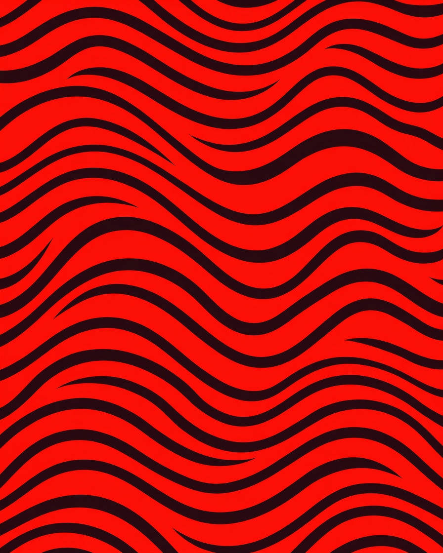 Bold Red Black Wavy Stripes Rug