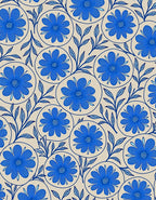 Bold Blue Floral Pattern Rug