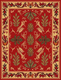 Ornate Red Floral Scrollwork Design Rug