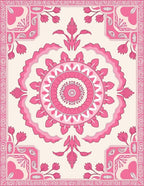 Sweet Pink Floral Mandala Pattern Rug