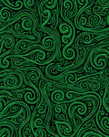 Green Swirls Waves Pattern Rug