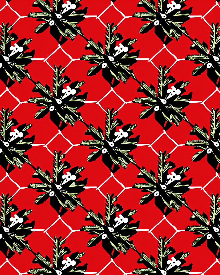 Bold Floral Geometric Red Design Rug