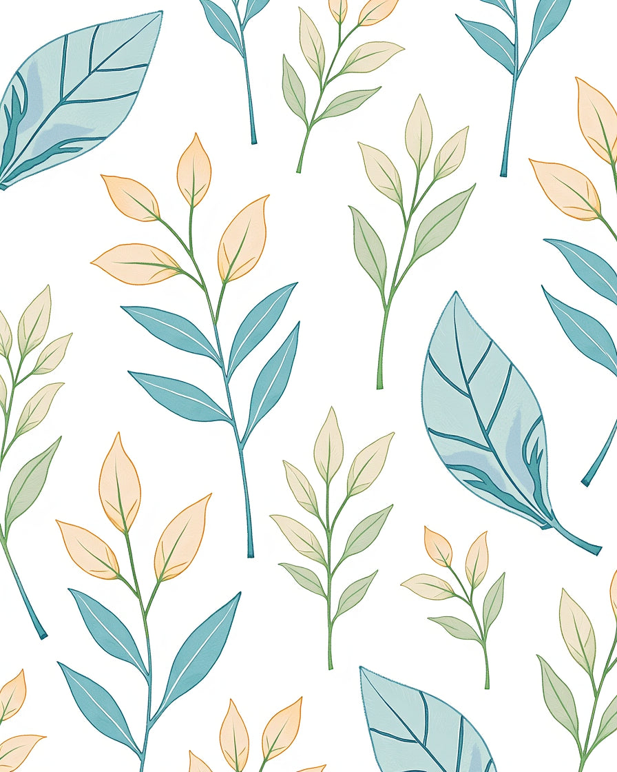 Botanical Branch Pattern With Soft Hues Rug