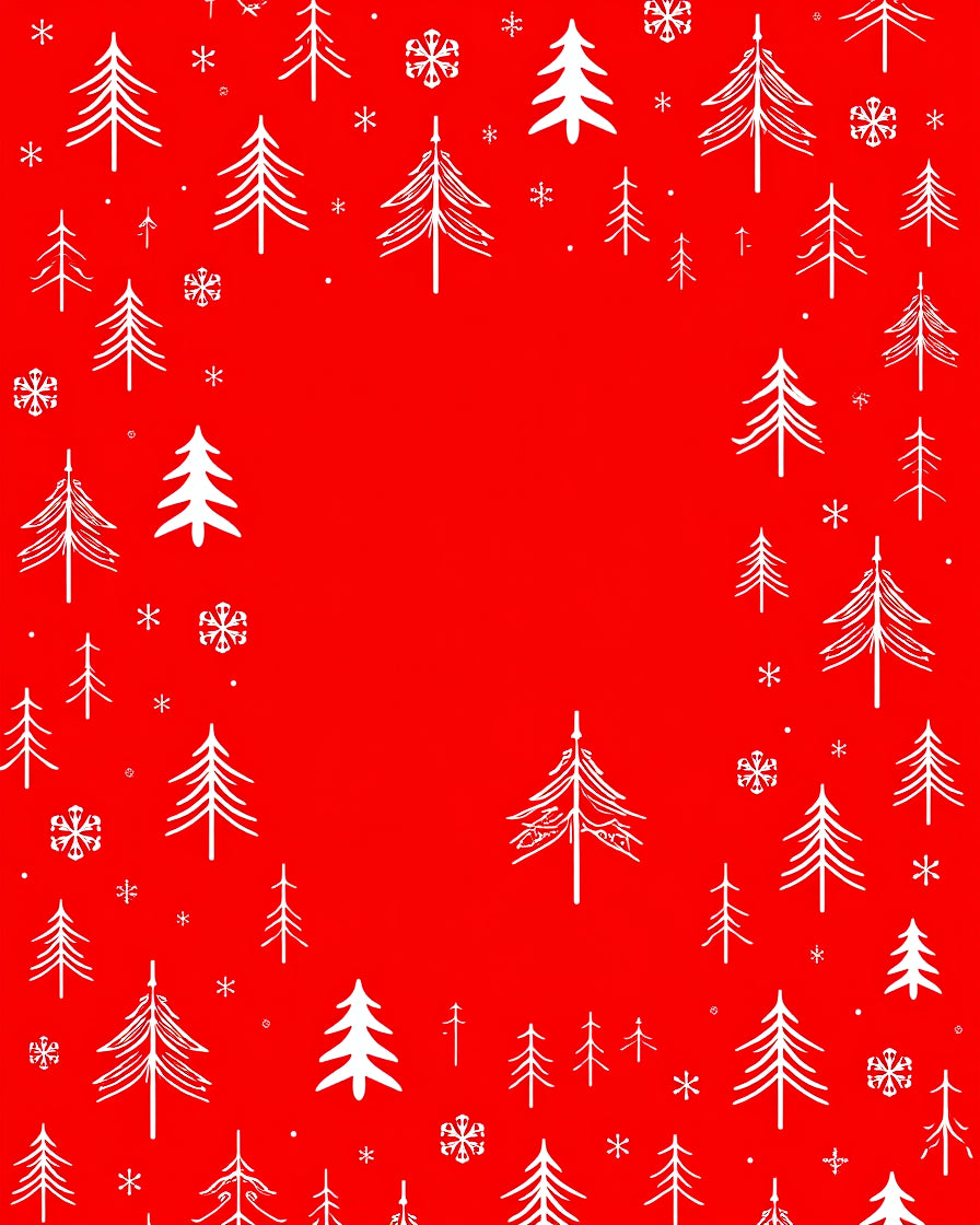 Festive Trees Snowflakes Pattern Rug