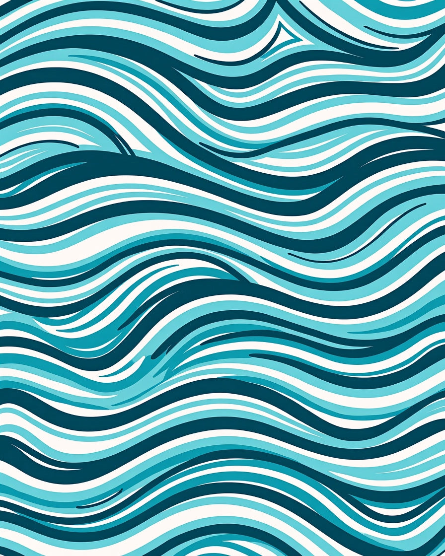 Aqua Waves Abstract Design Rug