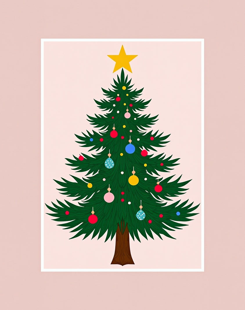 Festive Christmas Tree Ornament Pattern Rug