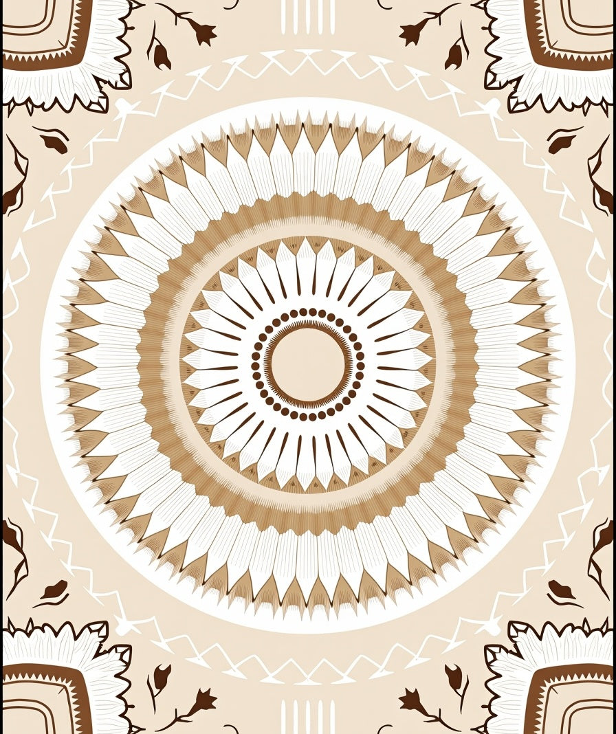 Tuscan Sunburst Mandala Pattern Rug