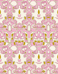 Pink Gold Ornate Scroll Pattern Rug