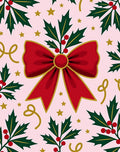 Festive Red Holly Bow Stars Rug