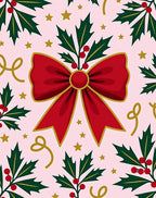 Festive Red Holly Bow Stars Rug