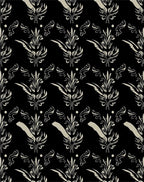 Vintage Black Beige Damask Pattern Rug