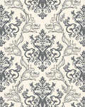 Grey Ivory Classic Floral Damask Rug