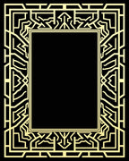 Art Deco Golden Geometric Border Design Rug