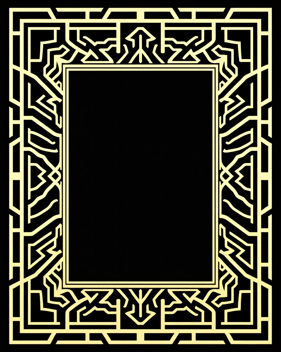 Art Deco Golden Geometric Border Design Rug