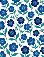 Blue Floral Pattern Petal Design Rug