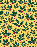 Festive Holly Berry Leaf Pattern Rug