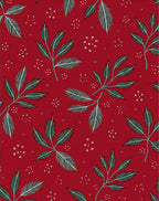 Red Leafy Branch Botanical Pattern Rug