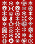 White Snowflake Medallion Collection Red Rug