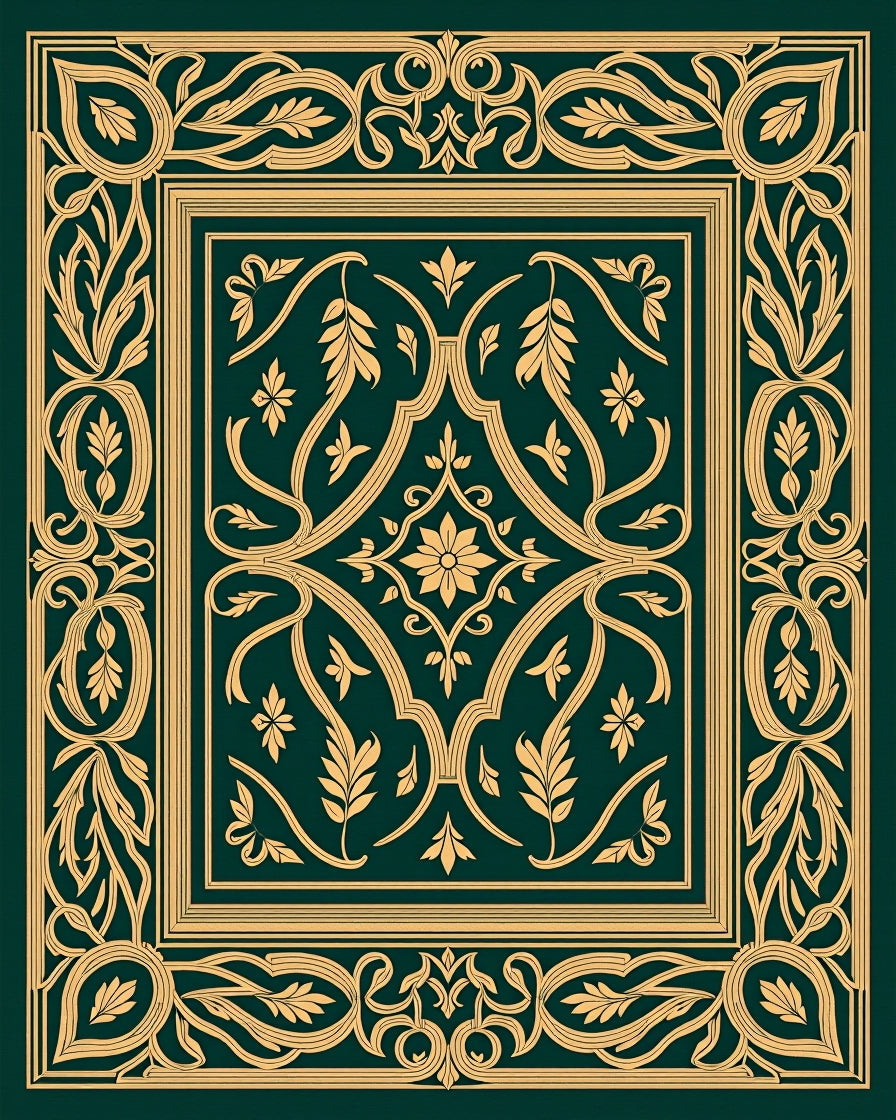 Elegant Floral Scroll Border Design Rug