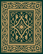 Elegant Floral Scroll Border Design Rug