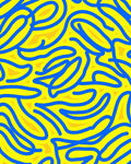 Bold Blue Abstract Yellow Flow Rug