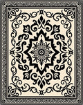 Vintage Floral Medallion Scroll Border Rug