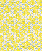 Yellow Floral Geometric Hexagonal Design Rug