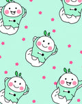 Cute Mint Character Floral Pattern Rug