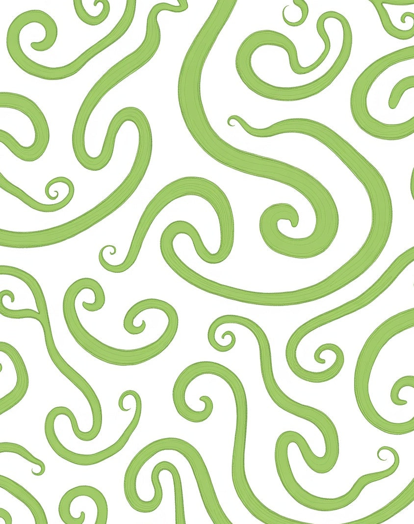 Swirling Green Vine Pattern Rug