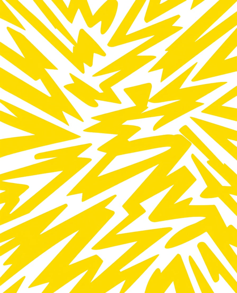 Bold Yellow Lightning Pattern Rug