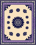 Navy Floral Bordered Ivory Rug