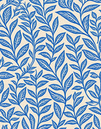 Blue Leafy Vine Pattern Rug