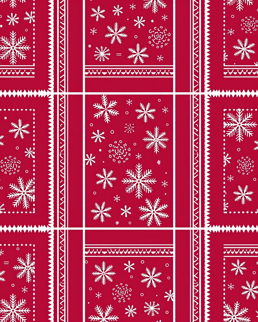 Red Snowflake Pattern Rug