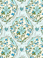 Pastel Blue Floral Vine Pattern Rug