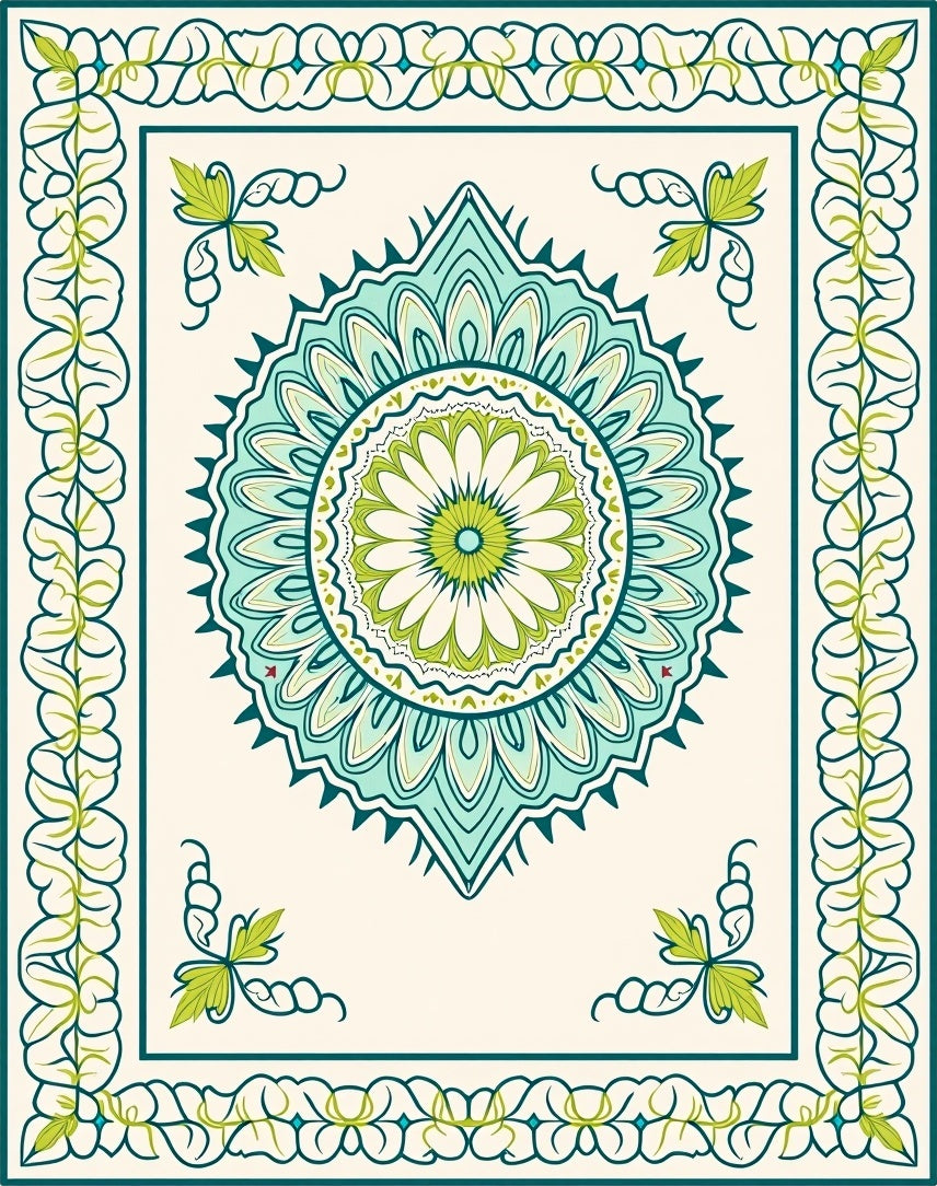 Mandala Inspired Floral Pattern Rug