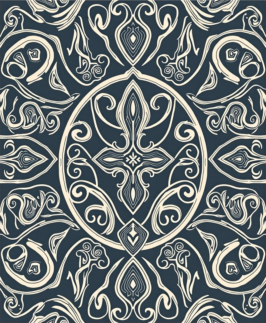 Detailed Vintage Scroll Pattern Design Rug