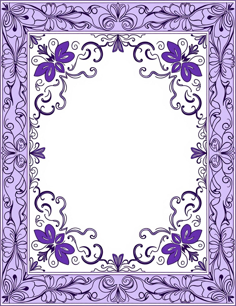 Floral Scrollwork Lavender Design Rug