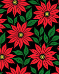 Bold Red Star Flower Foliage Rug