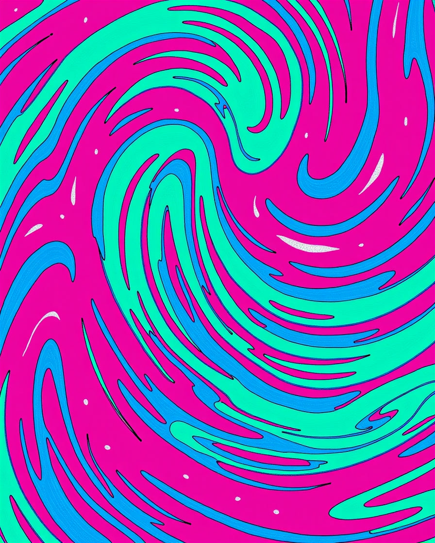 Vibrant Swirl Fluid Abstract Design Rug