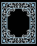 Ornate Blue White Floral Scroll Rug
