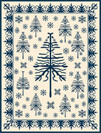 Navy Pine Tree Snowflake Pattern Rug