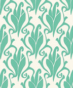 Elegant Teal Ivory Floral Pattern Rug