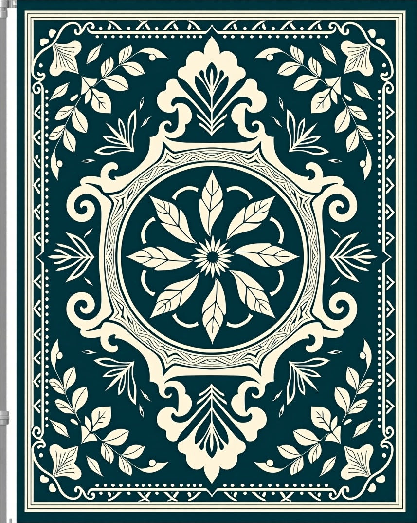 Vintage Floral Frame Mandala Design Rug
